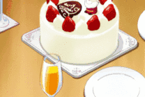 刀切草莓生日蛋糕卡通gif图片