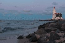 海边灯塔建筑闪图