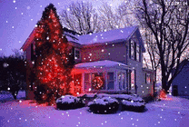 灯光明亮的圣诞小屋gif图片