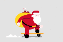 圣诞老人滑滑板送礼物GIF图片