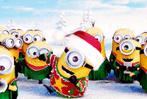 小黄人在一起快快乐乐的过圣诞GIF图片