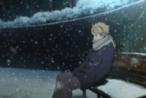 下雪天独自坐在椅子上动态图片