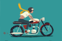 骑摩托的卡通少年很拉风gif图片
