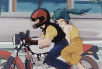 卡通男孩骑摩托兜风GIF图片