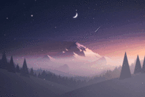 雪山上的月亮动画图片素材