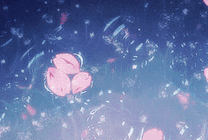 落在池塘里的花瓣动画图片
