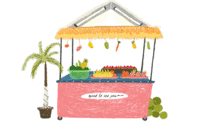 卖瓜菜的小摊动画图片