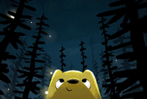 树林里闪亮的萤火虫动画图片