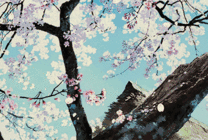 樱花飘落的美景动画图片素材