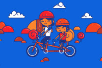 双人脚踏车快乐出行动画图片