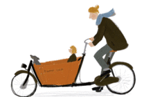 父亲踩着脚踏车动画图片素材