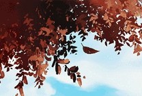 一片飘落的树叶动画图片