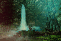 森林里的瀑布动画图片