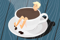 躺在浓浓的咖啡里泡澡动画图片