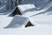 大雪中的茅草屋GIF图片