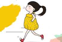 卡通小女孩走路唱歌GIF图片