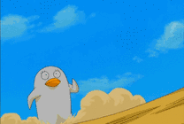 可爱的卡通小企鹅努力奔跑gif图片