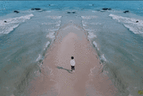 海边享受美景奔跑的小孩GIF图片