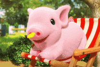 可爱的卡通小猪坐在凳子上gif图片