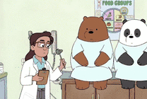 卡通医生给可爱的小熊测漆跳反射gif图片