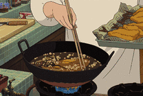 铁锅油炸食物动画图片