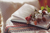 唯美水果与书本GIF图片