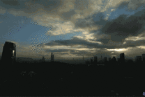 乌云遮日的黄昏风景动态图片