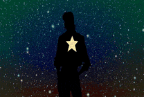 站在夜空中看星星的卡通帅哥gif图片