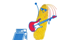 疯狂的卡通玉米弹奏吉它gif图片