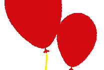 两只红色的小气球用彩丝带系着gif图片
