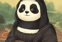 可爱的卡通熊猫穿上人的衣服gif图片