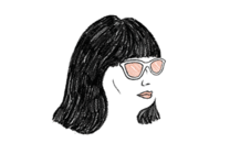 素描女孩戴着眼镜被风吹乱了头发gif图片
