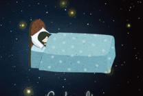 卡通女孩睡觉做美梦漫天的繁星gif图片