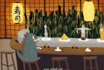 旋转的寿司店动画图片