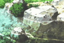 清澈的河水漫过岩石动画图片