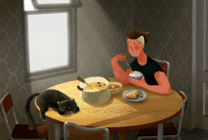 孤独吃饭的人动画图片