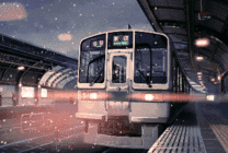 雪天的火车站动画图片