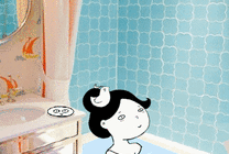 卡通女孩在浴缸里洗澡gif图片