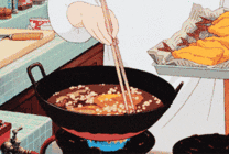 铁锅油炸美食动画图片