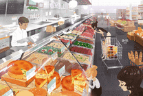 女人在超市选购食品动画图片