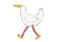 一只长着长脚的卡通小鸭子gif图片