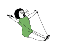 卡通少妇在家用力的锻炼身体gif图片