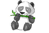 一只可爱的卡通熊猫啃竹子吃gif图片