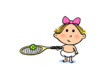一位卡通小孩手里拿着网球拍打网球gif图片