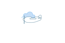 一架卡通小飞机在云彩上摇摇晃晃的飞行gif图片