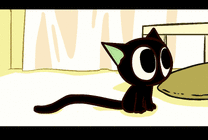 一只卡通小黑猫尾巴变成玩具gif图片