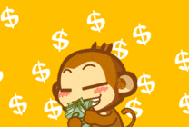 可爱的卡通小猴子数钱gif图片