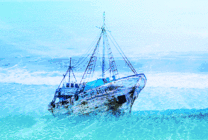 给一艘船添加海浪效果的gif图片