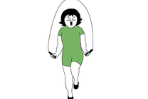 卡通女人疯狂的跳绳减肥gif图片