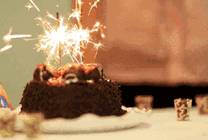 生日蛋糕上的烟花不停的燃放gif图片
